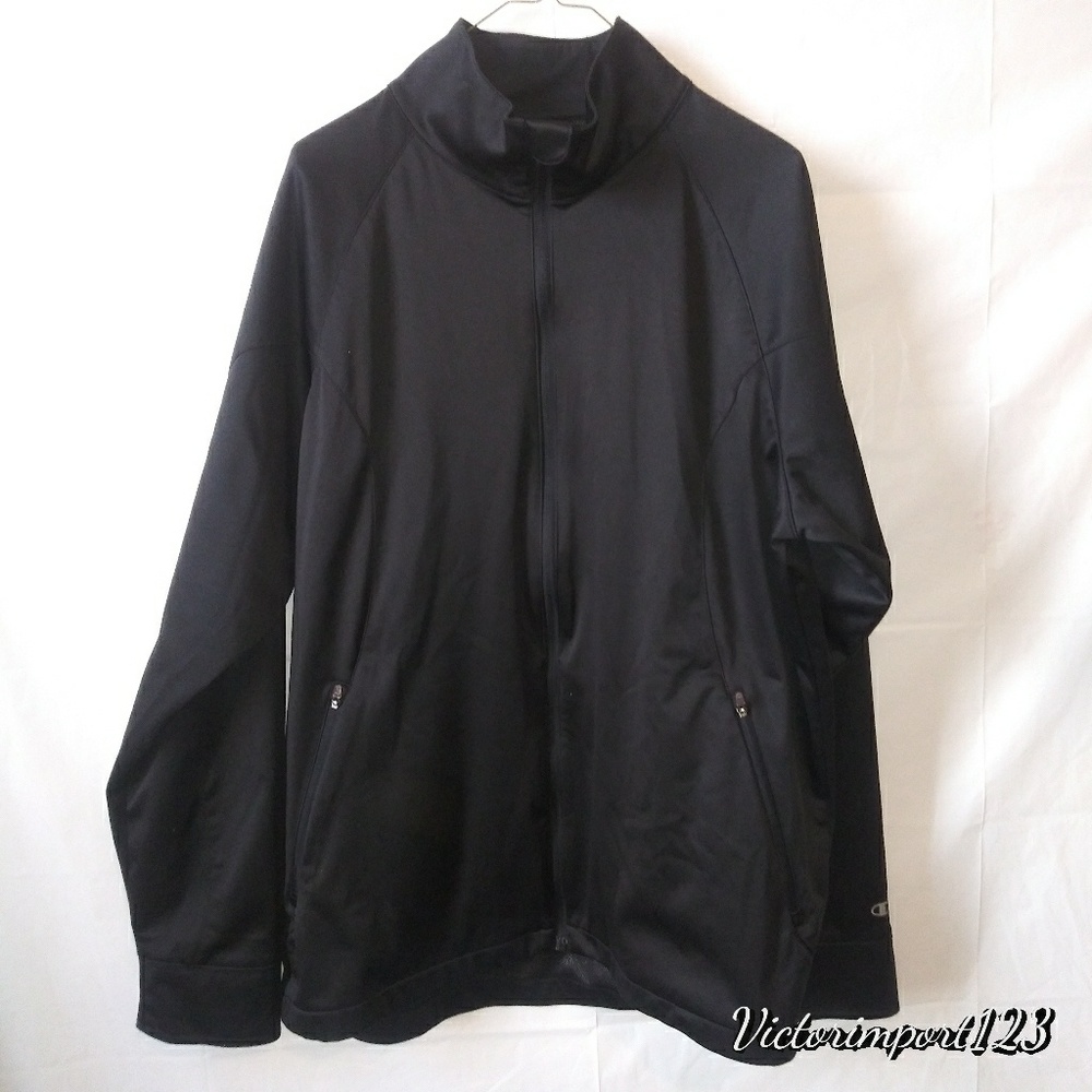 Champion men  athletic sweater black full zip Sz L